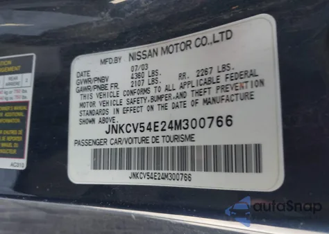 2004 Infiniti G35 z USA, uszkodzony, nr VIN JNKCV54E24M300766